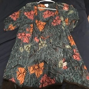 LuLaRoe small Monroe orange and blue floral print